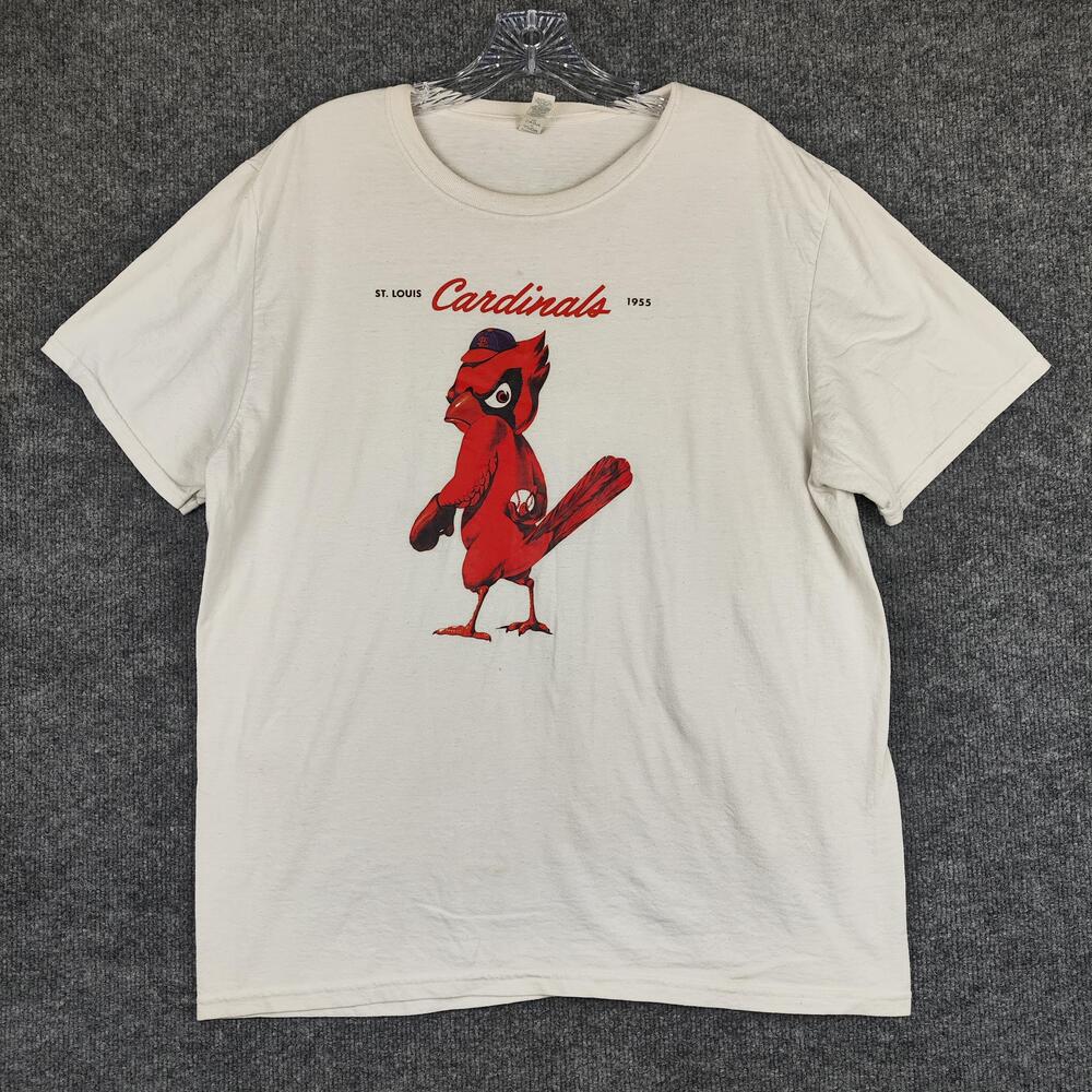 St. Louis Cardinals Shirt Womens Large White MLB Baseball 1955 Mascot Graphic